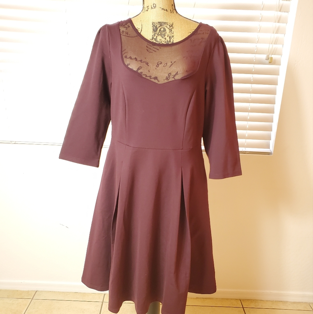 City ChicCute Mesh Panel Fit & Flare Dress